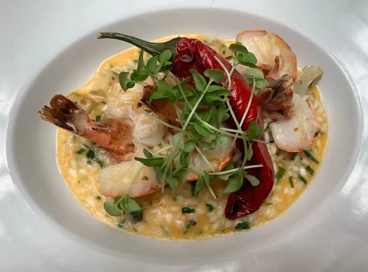A plate of prawn risotto
